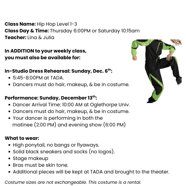 Hip Hop 1-3 Costume Tag Template Ages 10+