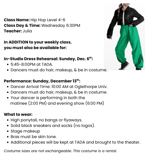Hip Hop 4-6 Costume Tag Template Ages 10+