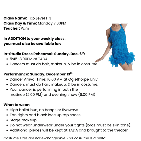 Tap 1-3 Costume Tag Template Ages 10+